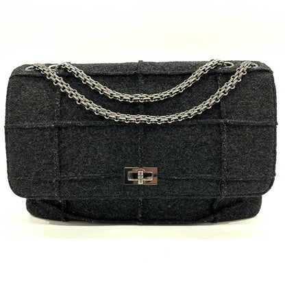 Top Quality Chanel Wool Canvas Chain Shoulder Bag Gray