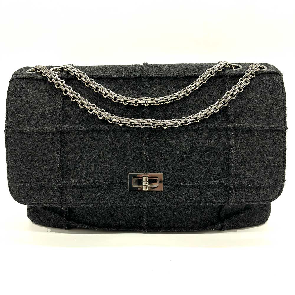 Top Quality Chanel Wool Canvas Chain Shoulder Bag Gray