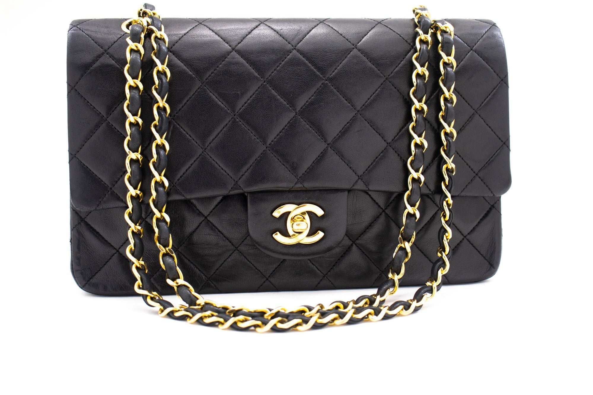 Top Quality Chanel Classic Double New 10 Chain Shoulder Bag Black Lambskin