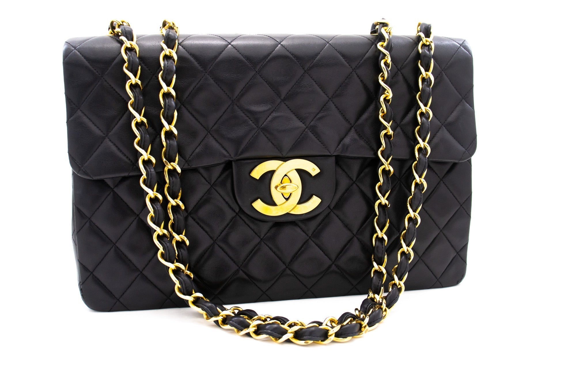Top Quality Chanel Classic Large 13 New Chain Shoulder Bag Black Lambskin