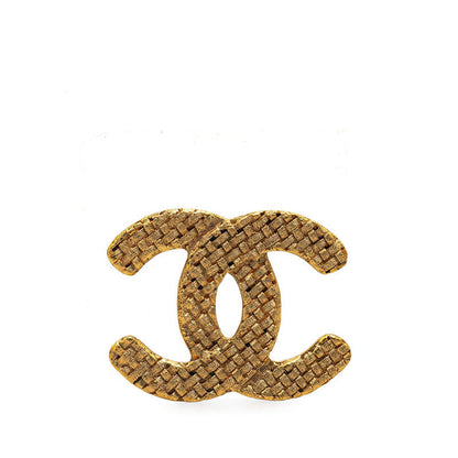 Top Quality Chanel Vintage Coco Mark Quilted Brooch Gold