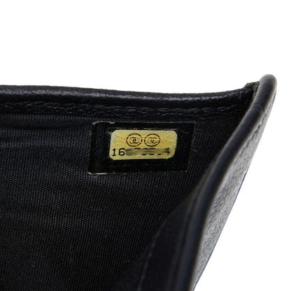 Top Quality Chanel CAMERIA COCOMARK Folding Wallet Black Leather  CHANEL