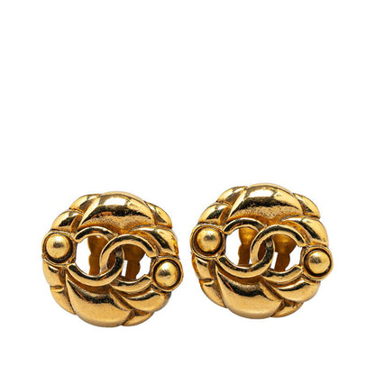 Top Quality Chanel Vintage Matelasse Coco Mark Earrings Gold Plated