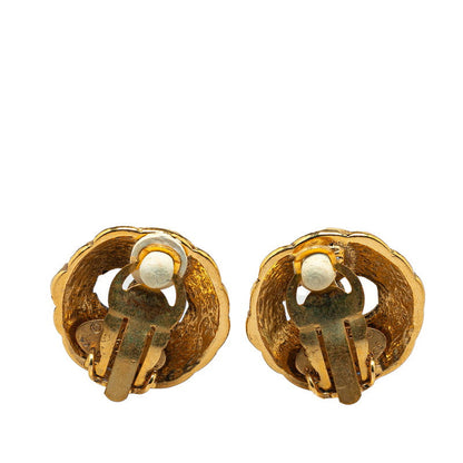 Top Quality Chanel Vintage Matelasse Coco Mark Earrings Gold Plated