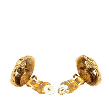 Top Quality Chanel Vintage Matelasse Coco Mark Earrings Gold Plated