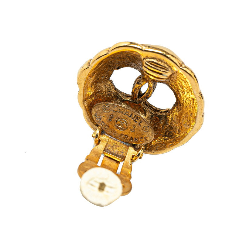 Top Quality Chanel Vintage Matelasse Coco Mark Earrings Gold Plated