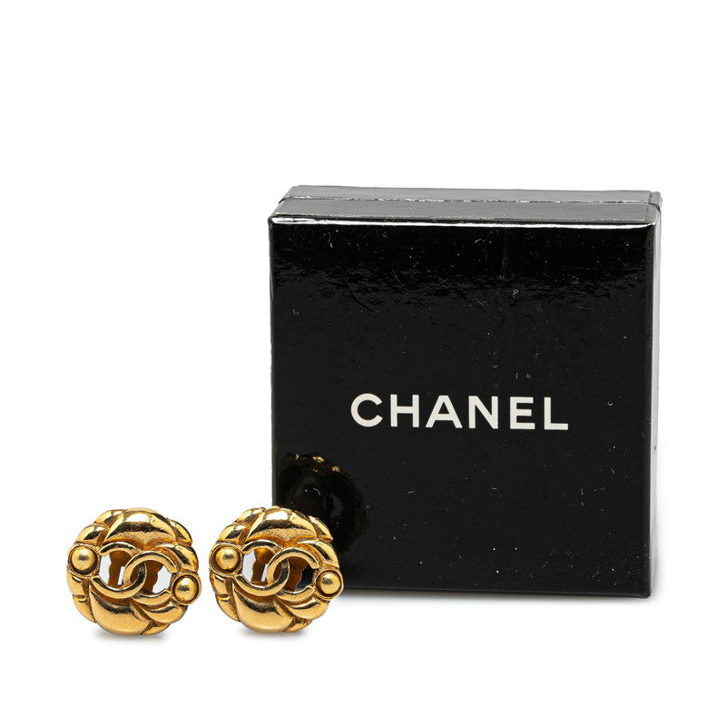 Top Quality Chanel Vintage Matelasse Coco Mark Earrings Gold Plated