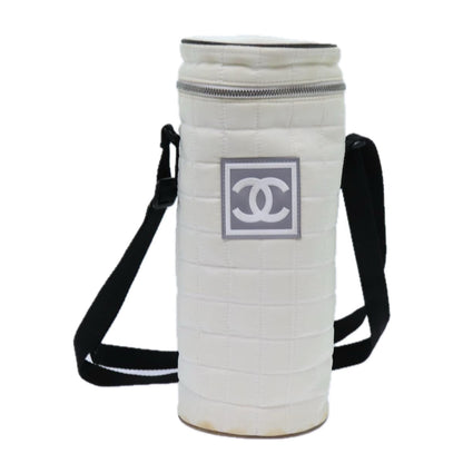 Top Quality Chanel Choco Bar Sports Line Shoulder Bag Nylon White CC Auth 70955