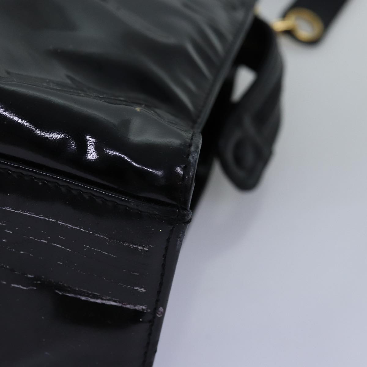 Top Quality Chanel Chain Shoulder Bag Patent leather Black CC Auth 71572