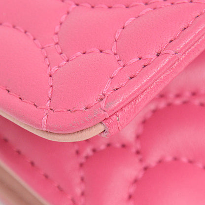 Top Quality Chanel Camellia Lambskin Trifold Compact Wallet Pink