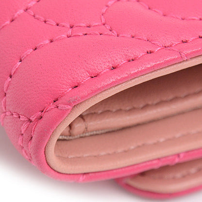Top Quality Chanel Camellia Lambskin Trifold Compact Wallet Pink