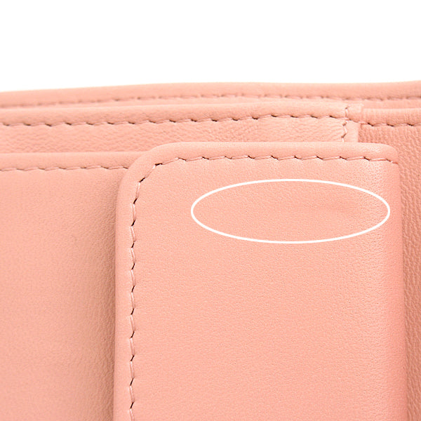 Top Quality Chanel Camellia Lambskin Trifold Compact Wallet Pink
