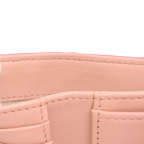 Top Quality Chanel Camellia Lambskin Trifold Compact Wallet Pink