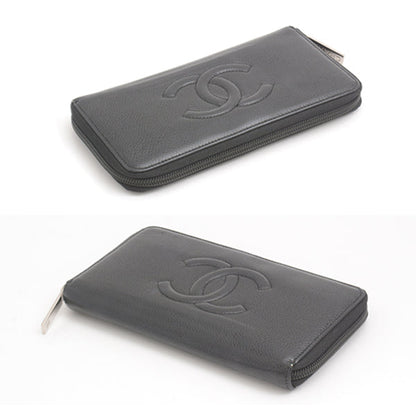 Top Quality Chanel Caviar Skin Long Wallet Black