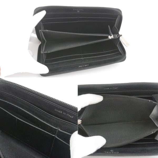 Top Quality Chanel Caviar Skin Long Wallet Black