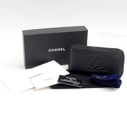 Top Quality Chanel Caviar Skin Long Wallet Black