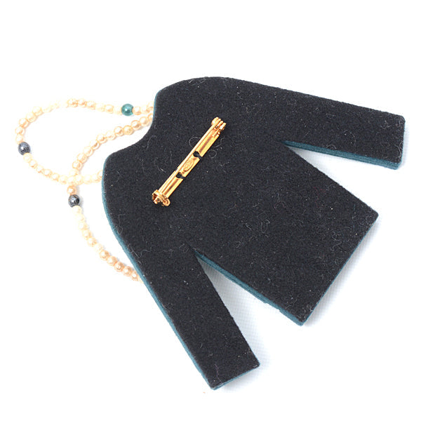 Top Quality Chanel Velour Fake Pearl Jacket Motif Brooch