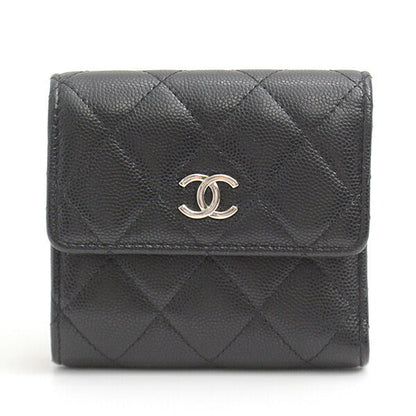 Top Quality Chanel Caviar Skin Trifold Wallet Black