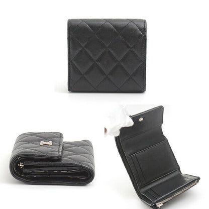 Top Quality Chanel Caviar Skin Trifold Wallet Black