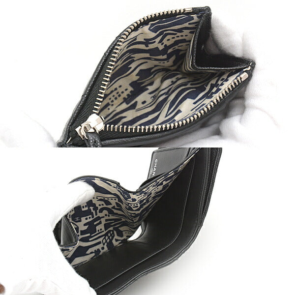 Top Quality Chanel Caviar Skin Trifold Wallet Black