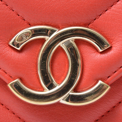 Top Quality Chanel Chevron Leather Chain Shoulder Bag Red