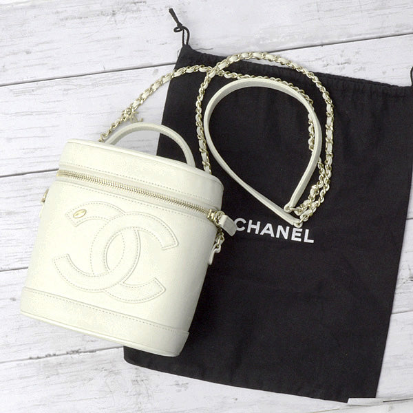 Top Quality Chanel Vanity Chain Shoulder Bag White