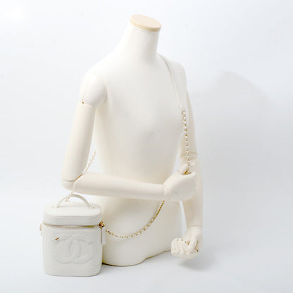 Top Quality Chanel Vanity Chain Shoulder Bag White