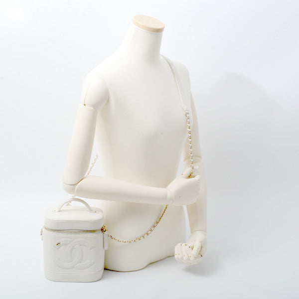 Top Quality Chanel Vanity Chain Shoulder Bag White