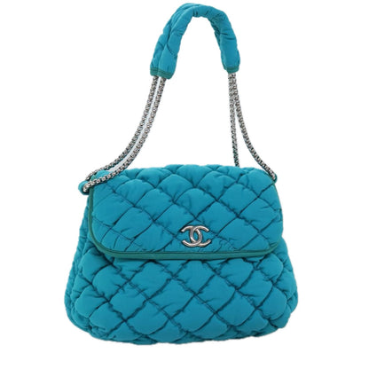 Top Quality Chanel Chain Shoulder Bag Nylon Blue CC Auth 74407A