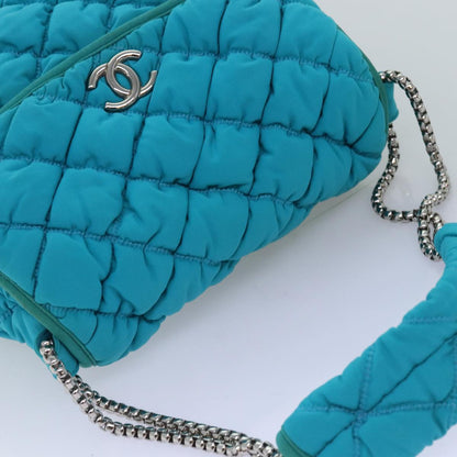 Top Quality Chanel Chain Shoulder Bag Nylon Blue CC Auth 74407A