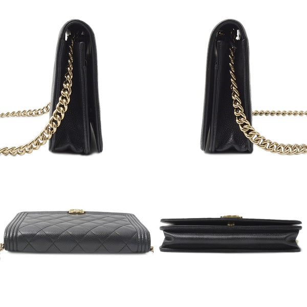 Top Quality Chanel Caviar Skin Matelasse Boy Chain Wallet