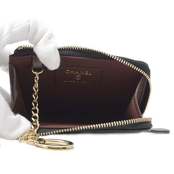 Top Quality Chanel Caviar Skin Matelasse Coin Case Key Ring Mini Wallet AP0221
