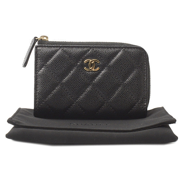 Top Quality Chanel Caviar Skin Matelasse Coin Case Key Ring Mini Wallet AP0221