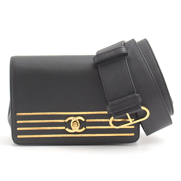 Top Quality Chanel Caviar Skin Waist Bag Black