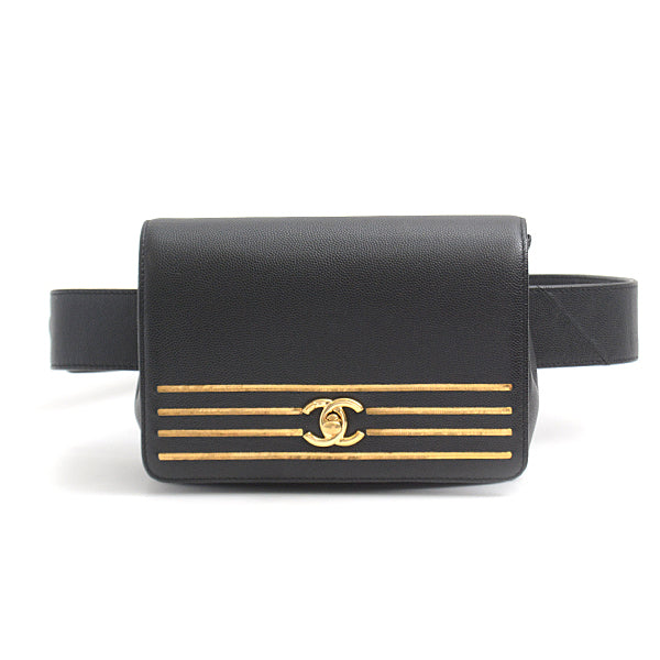 Top Quality Chanel Caviar Skin Waist Bag Black