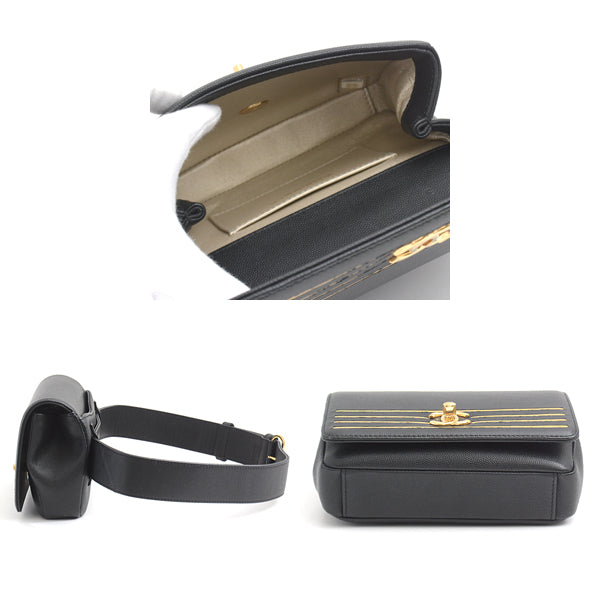 Top Quality Chanel Caviar Skin Waist Bag Black