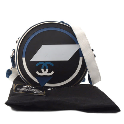 Top Quality Chanel Airline Round Shoulder Bag Rubber Canvas Navy Black White
