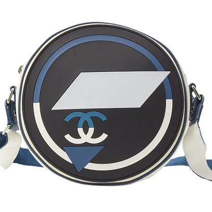 Top Quality Chanel Airline Round Shoulder Bag Rubber Canvas Navy Black White