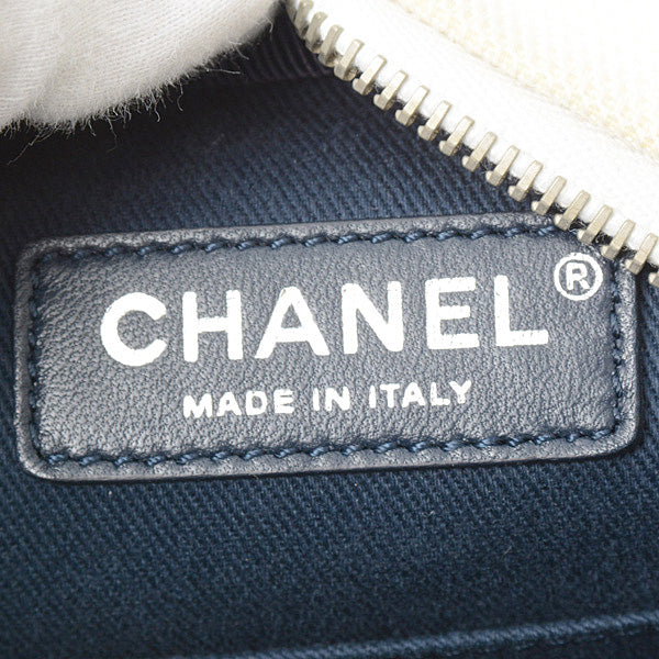 Top Quality Chanel Airline Round Shoulder Bag Rubber Canvas Navy Black White