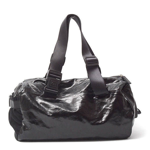 Top Quality Chanel Coated Canvas Boston Bag Travel Sports Black