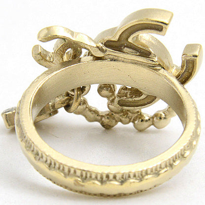 Top Quality Chanel 4P Coco Mark Swing Ring 13 GP Crystal