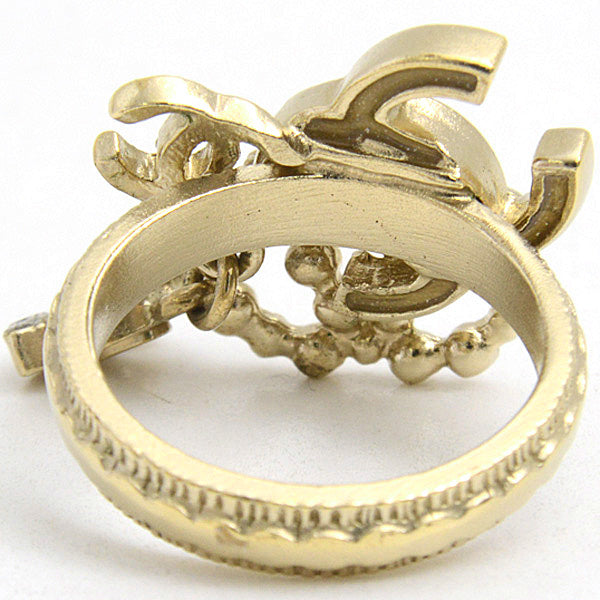 Top Quality Chanel 4P Coco Mark Swing Ring 13 GP Crystal
