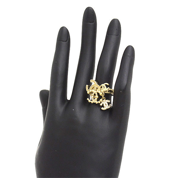 Top Quality Chanel 4P Coco Mark Swing Ring 13 GP Crystal