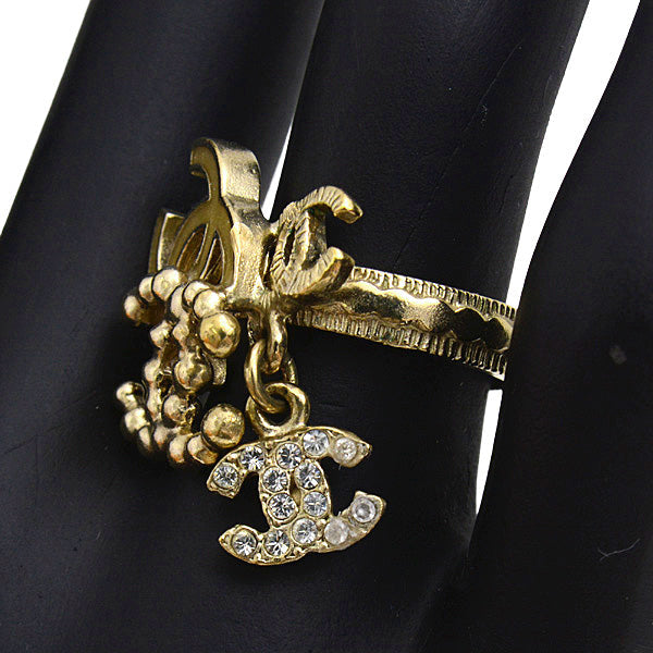 Top Quality Chanel 4P Coco Mark Swing Ring 13 GP Crystal