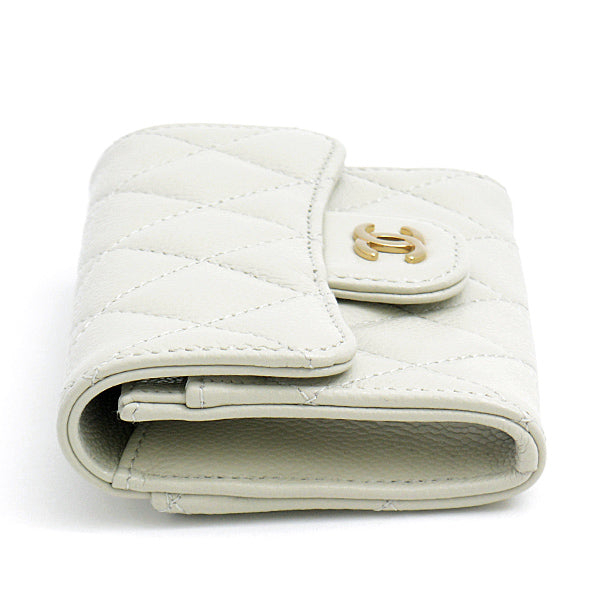 Top Quality Chanel Caviar Skin Matelasse Classic Flap Card Case Light Grey