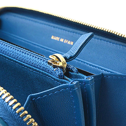 Top Quality Chanel Chevron Lambskin Round Zip Wallet Blue