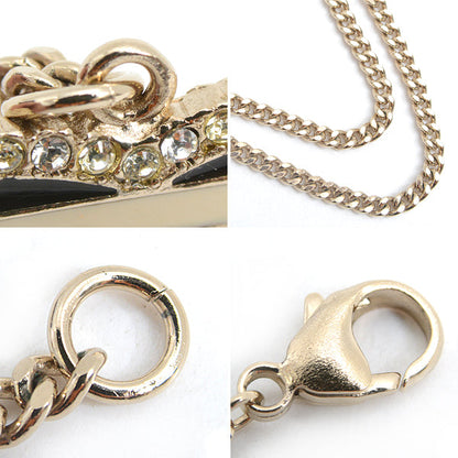 Top Quality Chanel Coco Mark Rhinestone Pendant Necklace Gold Black White