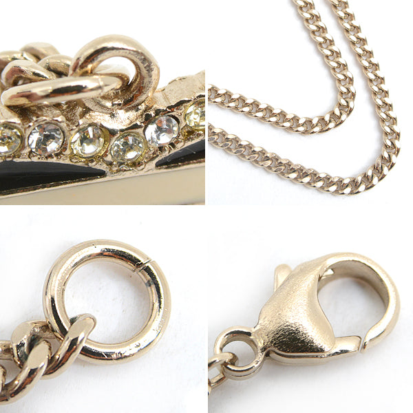 Top Quality Chanel Coco Mark Rhinestone Pendant Necklace Gold Black White