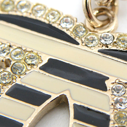 Top Quality Chanel Coco Mark Rhinestone Pendant Necklace Gold Black White