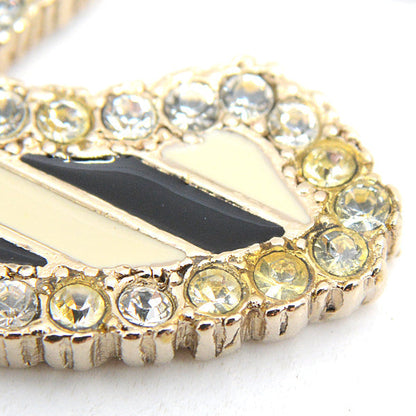 Top Quality Chanel Coco Mark Rhinestone Pendant Necklace Gold Black White